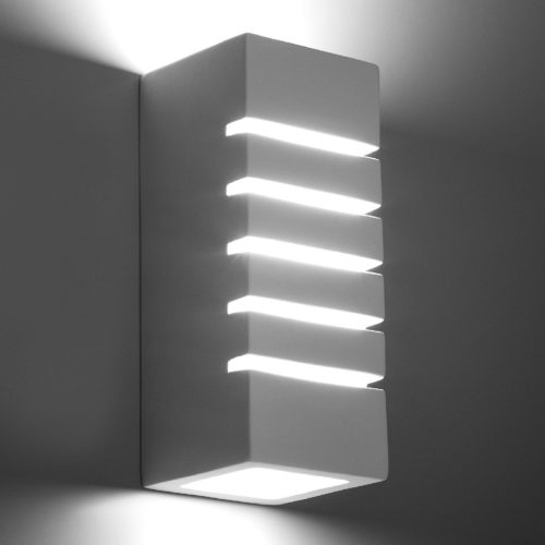 SAMIR E27 LED fali lámpa négyszögletes kerámia fehér SOLLUX