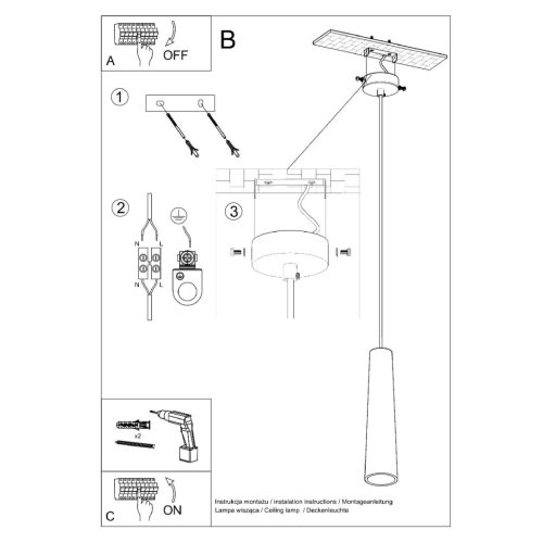 ELECTRA GU10 függő mennyezeti lámpa túlnyúló kerámia minimalista fehér SOLLUX