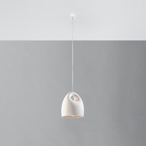 BUKANO E27 függő mennyezeti lámpa túlnyúló kerámia minimalista fehér SOLLUX