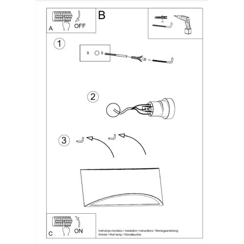 VIXEN G9 LED fali lámpa félkör alakú fali lámpa, lakkozott fehér fényű SOLLUX