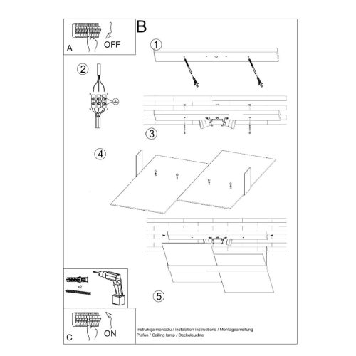 Felületre szerelhető mennyezeti lámpa MASSIMO 2xE27 Modern fehér króm SOLLUX