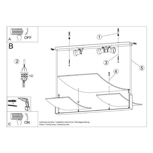 Felületi mennyezeti lámpa CELIA 3xE27 fehér mennyezeti lámpa SOLLUX