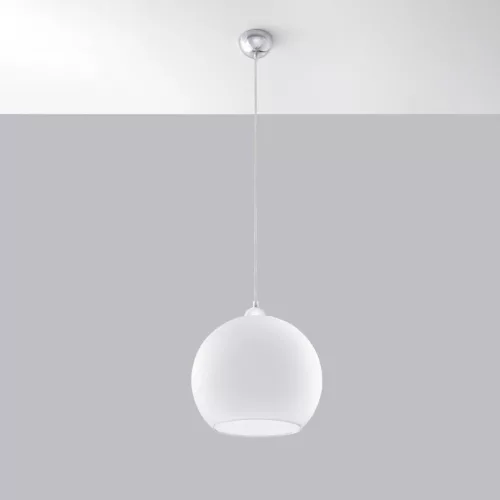 BALL E27 függesztett mennyezeti lámpa üvegbúra golyós 30cm klasszikus fehér SOLLUX