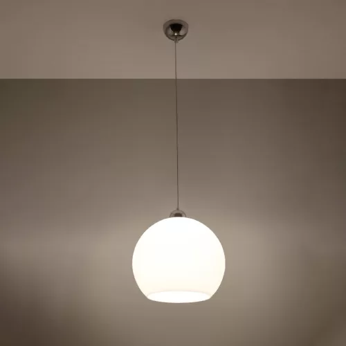 BALL E27 függesztett mennyezeti lámpa üvegbúra golyós 30cm klasszikus fehér SOLLUX