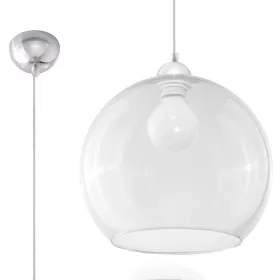   BALL E27 függesztett mennyezeti lámpa, üvegernyő, ernyő, 30cm, klasszikus, átlátszó, SOLLUX