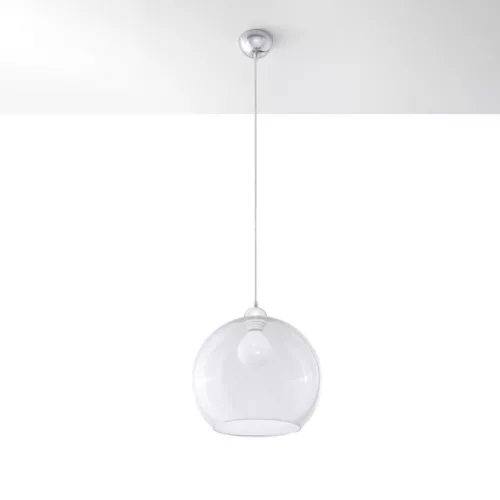 BALL E27 függesztett mennyezeti lámpa, üvegernyő, ernyő, 30cm, klasszikus, átlátszó, SOLLUX