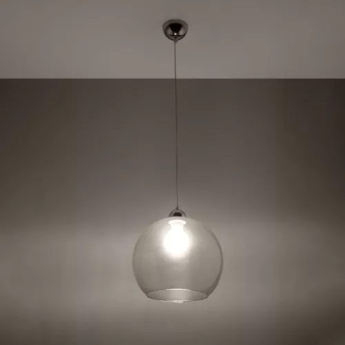 BALL E27 függesztett mennyezeti lámpa, üvegernyő, ernyő, 30cm, klasszikus, átlátszó, SOLLUX
