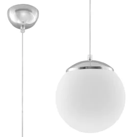   UGO E27 függesztett mennyezeti lámpa, üvegernyő, golyós ernyő, 20 cm, klasszikus ezüst és fehér SOLLUX