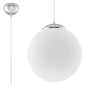   UGO E27 függesztett mennyezeti lámpa üvegbúra gömb 40cm klasszikus ezüst és fehér SOLLUX