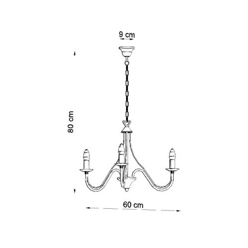 MINERWA 3 függesztett mennyezeti lámpa 3xE14 hagyományos fehér csillár SOLLUX