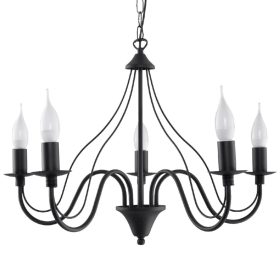   MINERWA 5 függesztett mennyezeti lámpa 5xE14 hagyományos fekete csillár SOLLUX