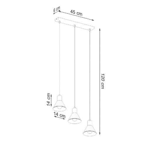 Mennyezeti mennyezeti LED lámpa TALEJA 3xE27 Fekete SOLLUX