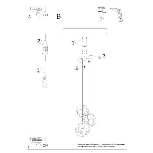 TULOS 3P 3xE27 fehér LED mennyezeti lámpa SOLLUX