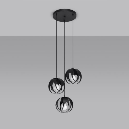 TULOS 3P 3xE27 fekete LED mennyezeti lámpa SOLLUX