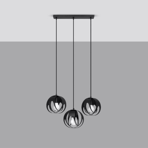 TULOS 3L 3xE27 fekete LED mennyezeti lámpa SOLLUX