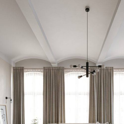 DUOMO 6 6xE27 függesztett mennyezeti lámpa tetőtéri csillár fekete SOLLUX