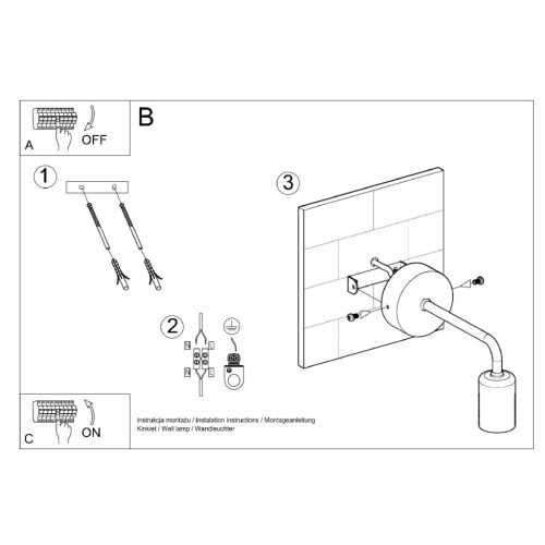 DUOMO E27 Loft oldalfali lámpa fekete SOLLUX
