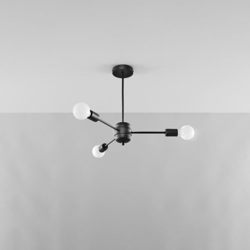 LED függő mennyezeti lámpa LANGO 3xE27 csillár fekete SOLLUX