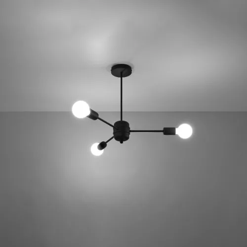 LED függő mennyezeti lámpa LANGO 3xE27 csillár fekete SOLLUX