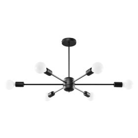   LED függő mennyezeti lámpa LANGO 6xE27 csillár fekete SOLLUX