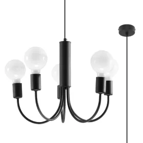   LED függő mennyezeti lámpa PICCOLO 5xE27 csillár fekete SOLLUX