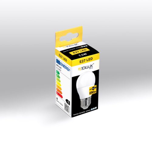 LED izzó E27 gömb alakú 8W 620lm 3000K Meleg Sollux