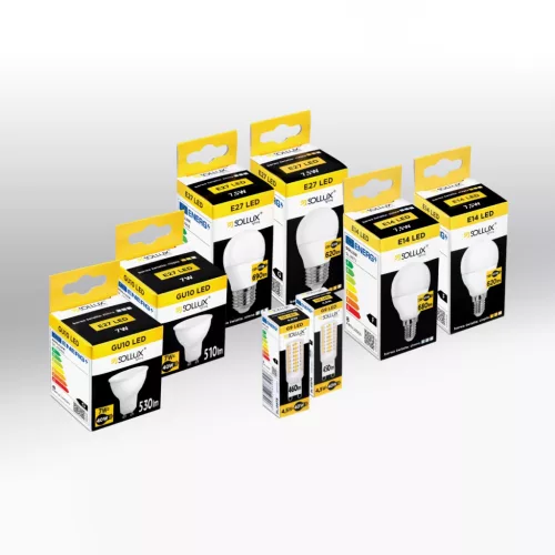 LED izzó E14 gömb alakú 8W 620lm 3000K Meleg Sollux