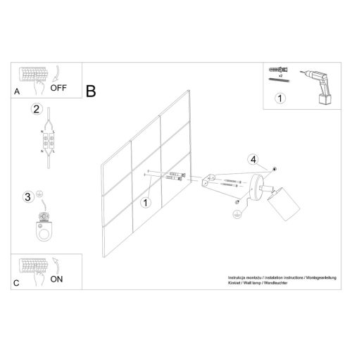 Fali lámpa VERDO GU10 Fekete Fa Modern SOLLUX
