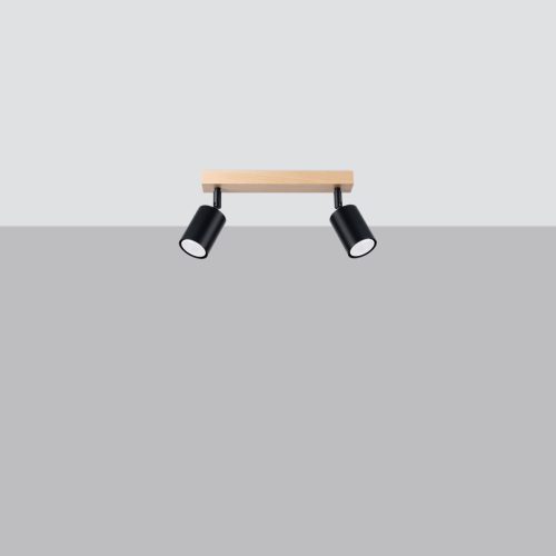 Mennyezeti lámpa VERDO 2 2xGU10 Fekete Fa Modern SOLLUX