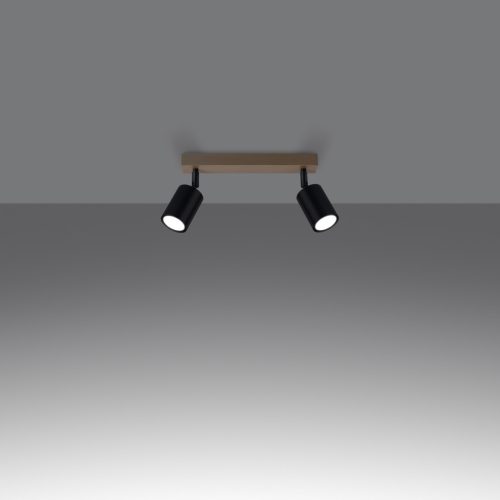 Mennyezeti lámpa VERDO 2 2xGU10 Fekete Fa Modern SOLLUX