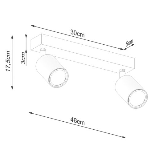 Mennyezeti lámpa VERDO 2 2xGU10 Fekete Fa Modern SOLLUX