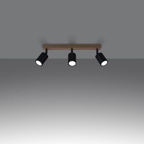 Mennyezeti lámpa VERDO 3L 3xGU10 Fekete Fa Modern SOLLUX