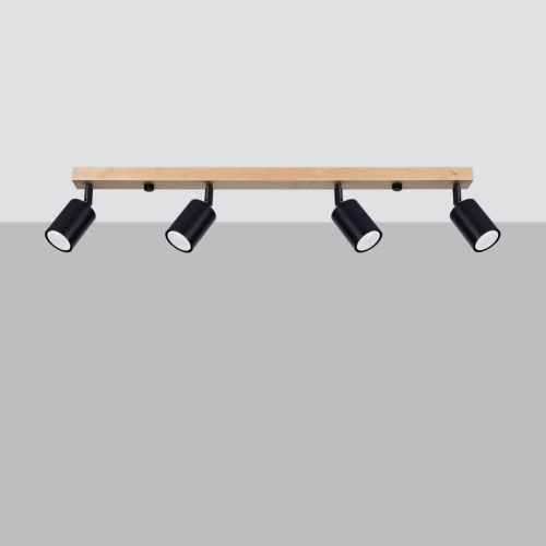 Mennyezeti lámpa VERDO 4 4xGU10 Fekete Fa Modern SOLLUX