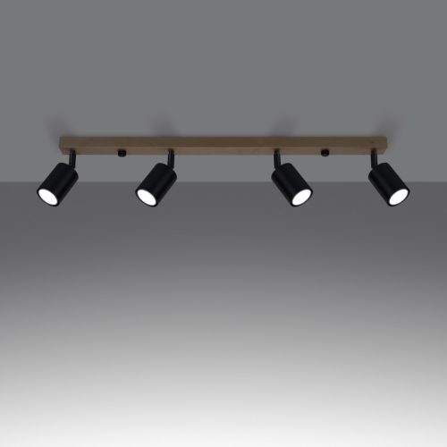 Mennyezeti lámpa VERDO 4 4xGU10 Fekete Fa Modern SOLLUX