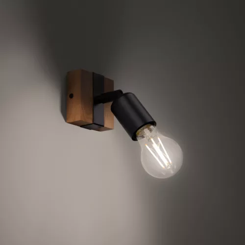 Fali lámpa lámpatest ZUCA E27 fekete fa modern SOLLUX