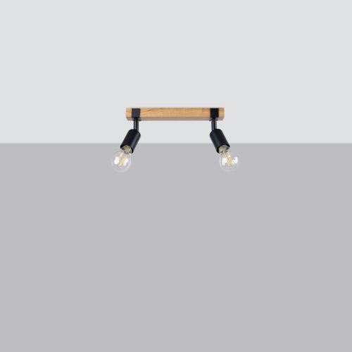 Mennyezeti lámpa ZUCA 2 2xE27 Fekete Fa Modern SOLLUX