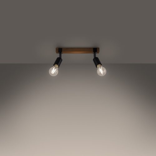 Mennyezeti lámpa ZUCA 2 2xE27 Fekete Fa Modern SOLLUX