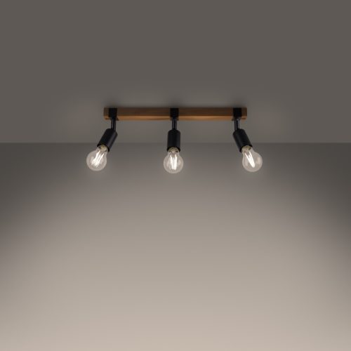 Mennyezeti lámpa ZUCA 3 3xE27 Fekete Fa Modern SOLLUX
