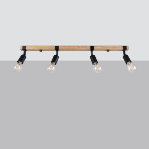 Mennyezeti lámpa ZUCA 4 4xE27 Fekete Fa Modern SOLLUX