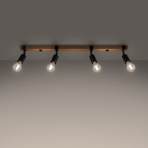 Mennyezeti lámpa ZUCA 4 4xE27 Fekete Fa Modern SOLLUX