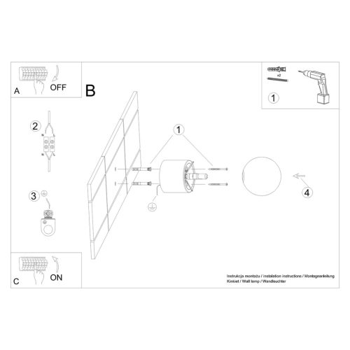 Fali lámpa lámpatest BOOMO G9 fa modern SOLLUX