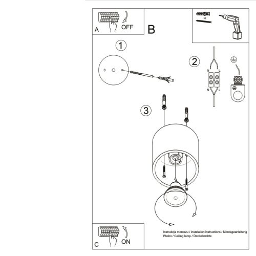 Felületre szerelhető mennyezeti lámpa ORBIS 1 Spot Tube GU10 Gold Minimalist SOLLUX