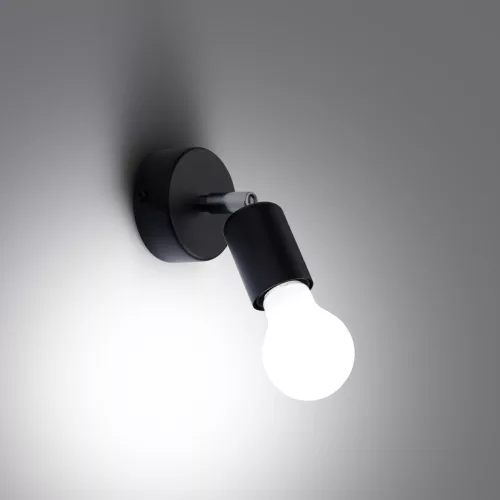 Fali lámpa égő FORNES 1 E27 fekete, minimalista SOLLUX