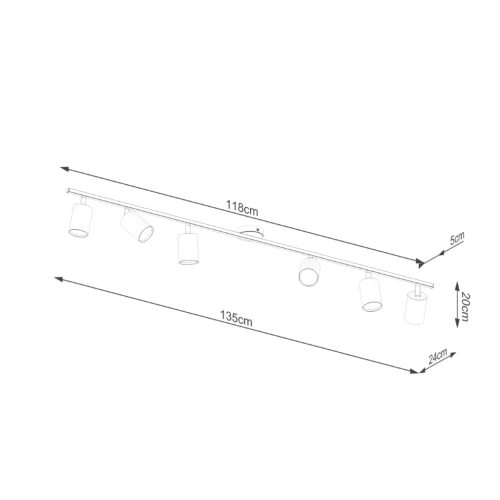 Mennyezeti lámpa LEMMI 6L 6xGU10 Fekete Modern SOLLUX