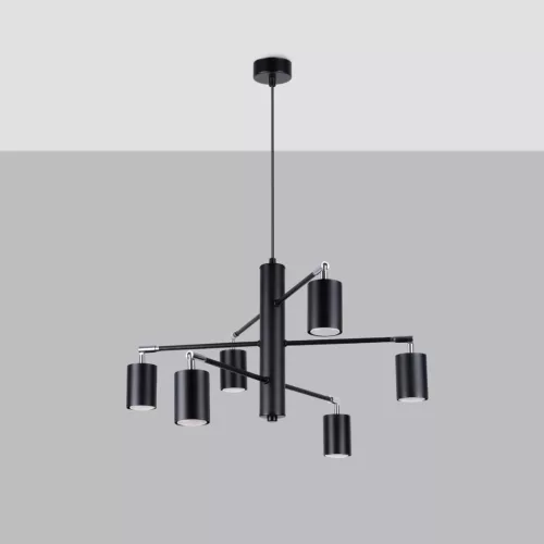 LEMMI 6 Mennyezeti Függesztett Lámpa Csillár 6xGU10 Fekete Modern SOLLUX