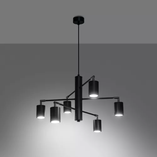 LEMMI 6 Mennyezeti Függesztett Lámpa Csillár 6xGU10 Fekete Modern SOLLUX