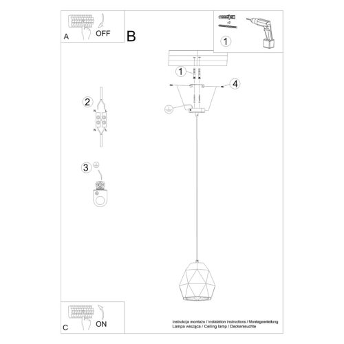 Mennyezeti függőlámpa MINT E27 Kerámia Modern SOLLUX