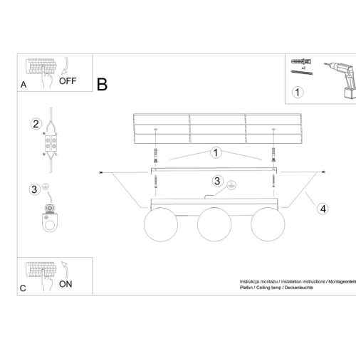 Mennyezeti lámpa YOLI 3 3xG9 Fehér Modern SOLLUX