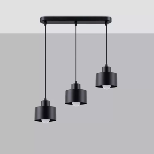 SAVAR 3 3xE27 Mennyezeti függőlámpa Fekete Modern SOLLUX