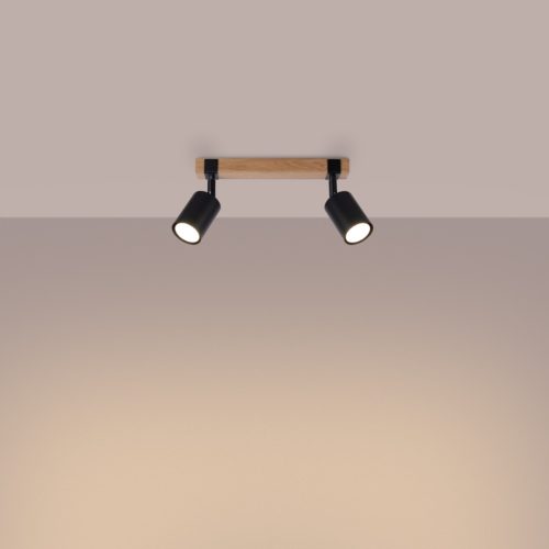 Mennyezeti lámpa FAGER 2xGU10 Spotlámpa mozgatható fekete skandináv SOLLUX